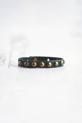Giving Bracelets Antique Brass Dotty Leather Bracelet at Free People in Blue