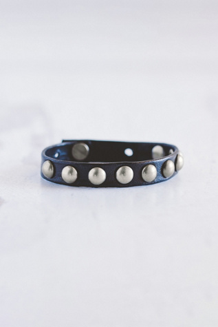 Женский браслет Giving Bracelets Brushed Silver Dotty Leather, цвет: Чёрный — фото 1