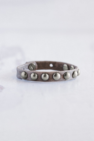 Giving Bracelets Brushed Silver Dotty Leather Bracelet
