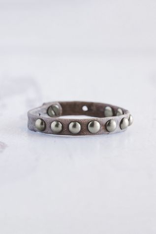Giving Bracelets Brushed Silver Dotty Leather Bracelet