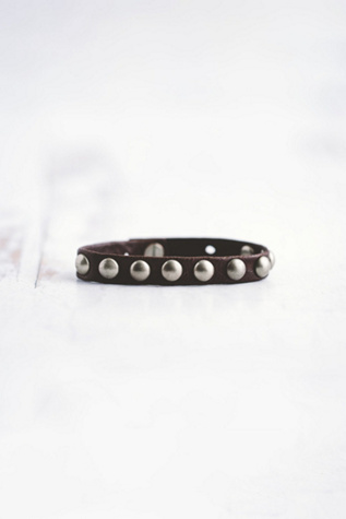 Giving Bracelets Brushed Silver Dotty Leather Bracelet at Free People in Brown