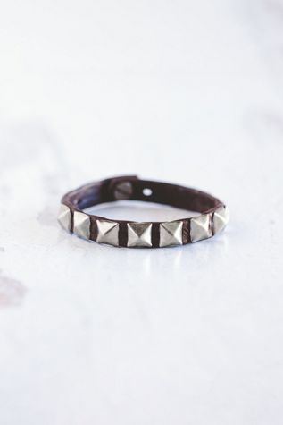 Giving Bracelets Brushed Silver Rockstar Leather Bracelet