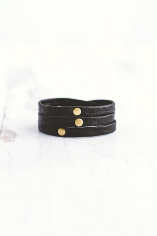 Giving Bracelets Antique Brass Triple Warrior Wrap Leather Bracelet