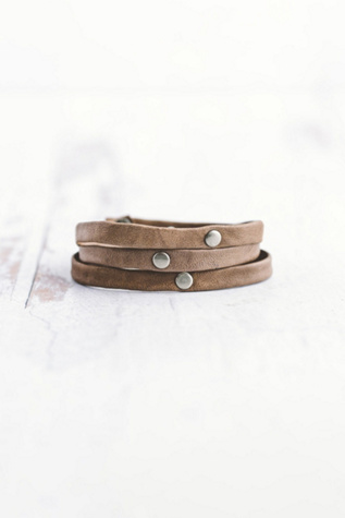 Giving Bracelets Brushed Silver Triple Warrior Wrap Leather Bracelet