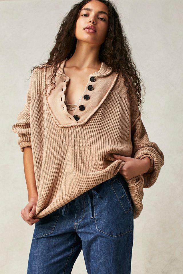 Free People Maggie Sweater Henley - 81716458