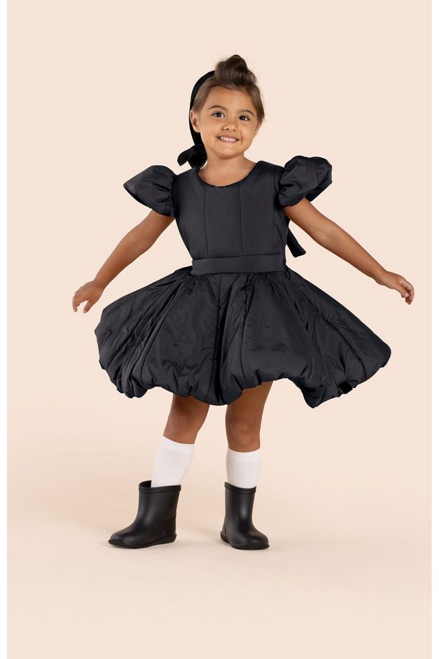 OMAMImini Girls Quilted Nylon Pinafore Dress