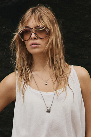 Cruise Oversized Aviator Sunglasses at Free People in Earl Grey