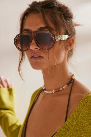 Cruise Oversized Aviator Sunglasses by Free People in Tan