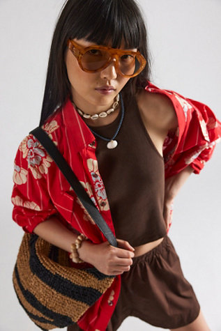 Cruise Oversized Aviator Sunglasses at Free People in Caramel