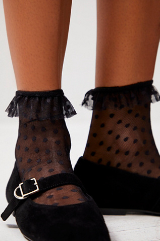 Only Hearts Ruffle Socks at Free People in Black, Size: S/P