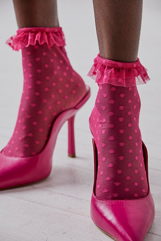 Only Hearts Ruffle Socks at Free People in Pink, Size: M/L