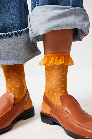 Only Hearts Ruffle Socks at Free People in Honey, Size: M/L