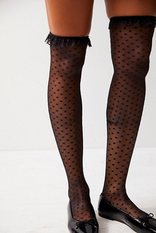 Only Hearts Over-the-Knee Ruffle Socks at Free People in Black, Size: M/L