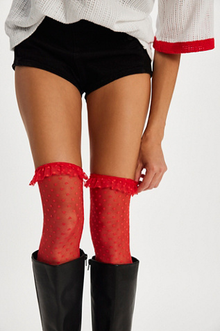 Only Hearts Over-the-Knee Ruffle Socks at Free People in Sunset, Size: M/L