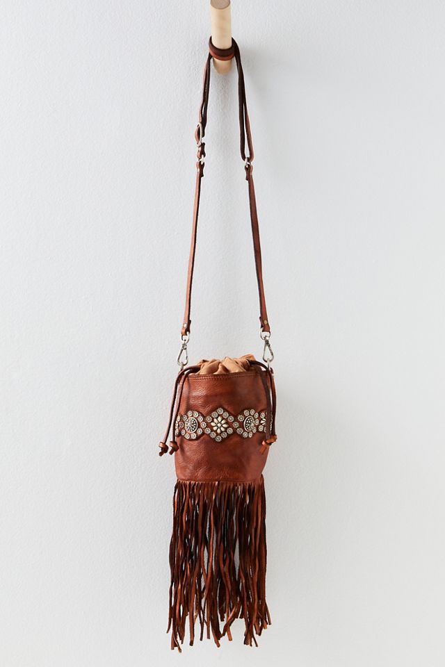 Embellished Leather Fringe Bag