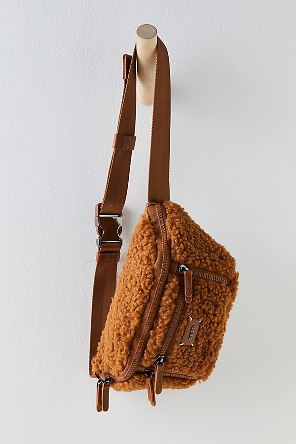 Free People Caraa Small Sherpa Sling Bag In Toffee