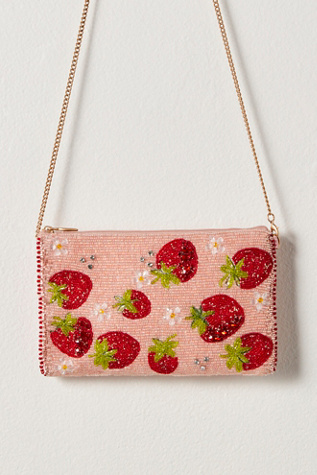 Mary Frances Beaded Crossbody Phone Bag at Free People in Pink