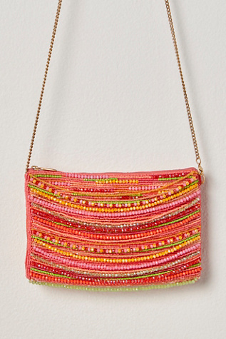 Mary Frances Beaded Crossbody Phone Bag at Free People in Orange