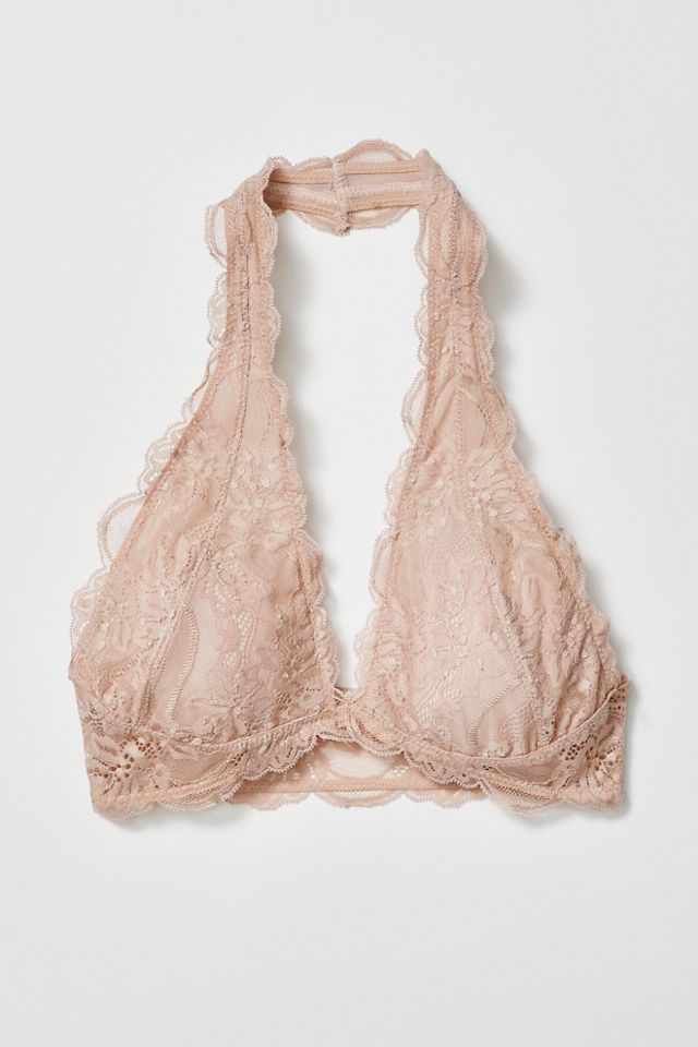 Free People Galloon Lace Halter Bralette - Nude