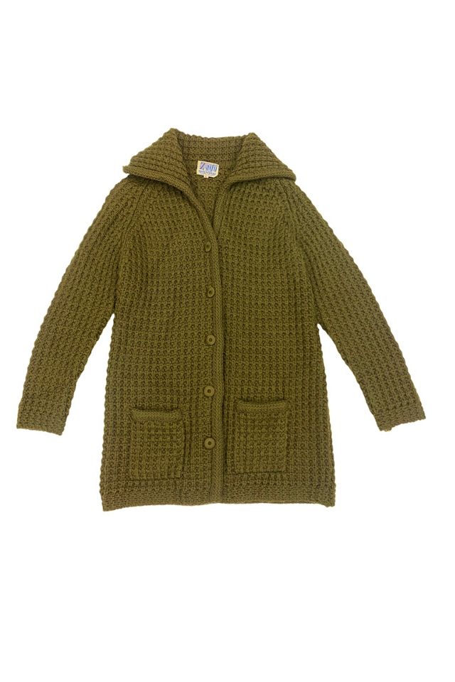 1960s Vintage Waffle Knit Cardigan Sweater Selected by