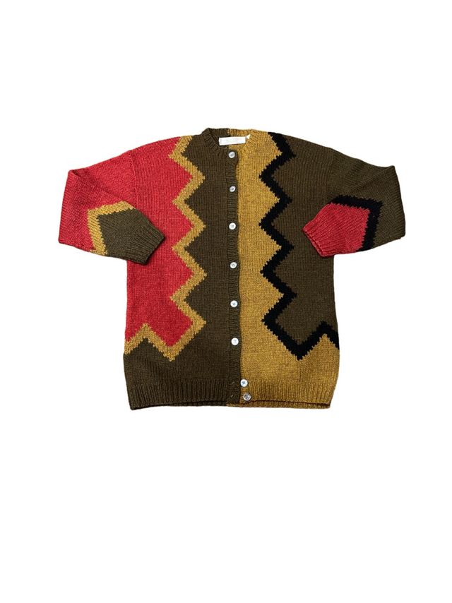 90s PERRY ELLIS ペリーエルス 長袖セーター マルチカラー Vintage 1990s Oversized Perry Ellis Grunge Cardigan Sweater