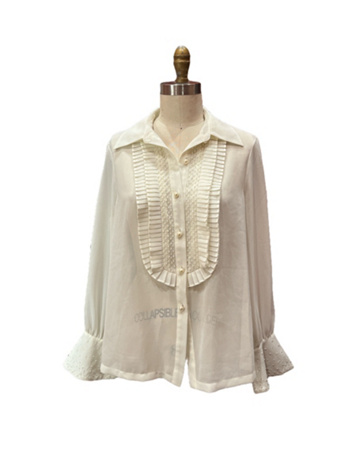 Vintage 1990s Ruffled Sheer Tuxedo Blouse Selected by Personal Choice