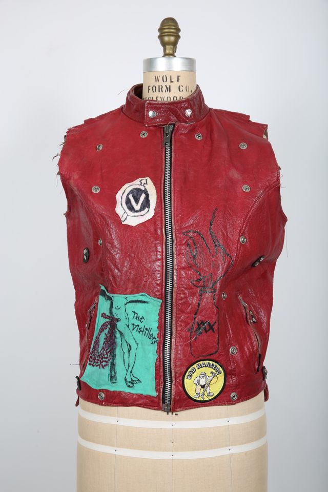 Vintage Red Leather Punk Vest Selected by Love Rocks Vintage