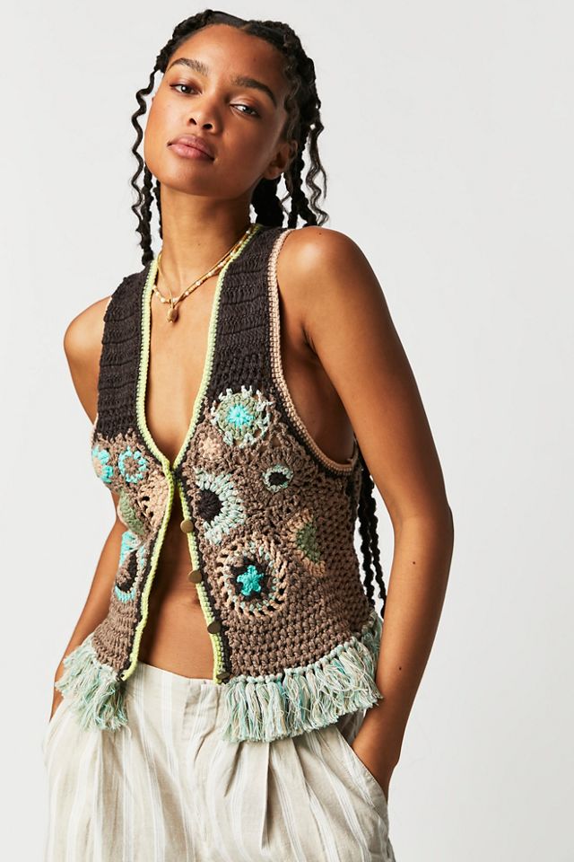 Desert Rose Crochet Vest Free People