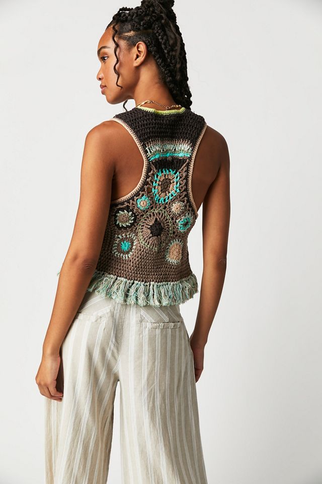 Free People Desert Rose Crochet Vest - 81929119