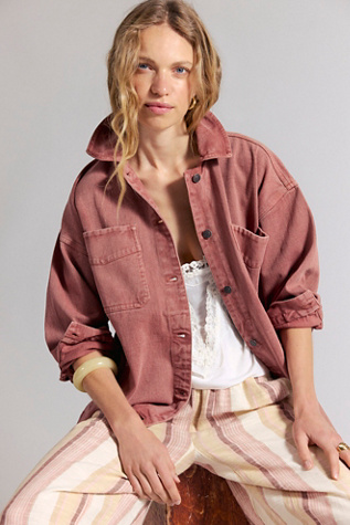 We The Free Madison City Denim Jacket at Free People in Pink, Size: XS