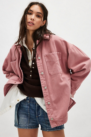 Free people dusty pink denim outlet jacket