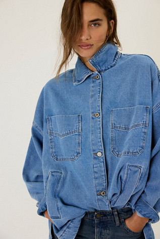 Veste en Denim Madison City We The Free en Medium Blue Denim, pour femme taille: XL chez Free People