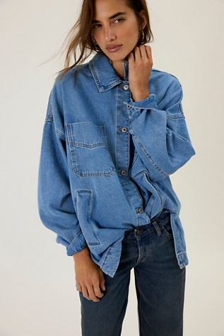 We The Free Madison City Denim Jacket at Free People in Blue, Size: L