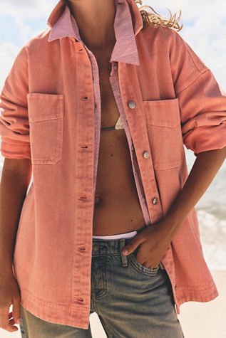 We The Free Madison City Denim Jacket at Free People in Lychee Blush, Size: Medium