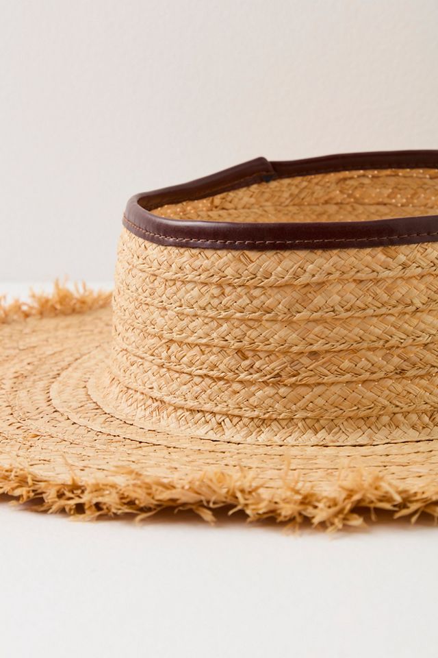 Free people Woven Straw Visor Hat in Light metallic gold brown tan Tri Tone Baha Straw Visor | Free People main image 2