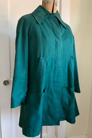 Teal Green Vintage Swing Coat in Vintage Green - Hearts & Roses London