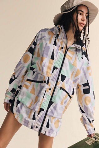 Singin' In The Rain Printed Packable Jacket by FP Movement at Free People, Blocked Logo Combo, XS