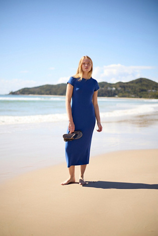 Good Feels Slim Midi Dress by free-est at Free People in Blue, Size: XL