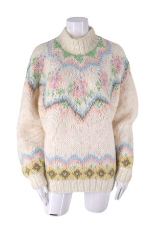 1980s Chunky White Intarsia Sweater Selected By Ritual Vintage