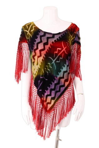 1990s Ombrè Devorè Velvet Fringe Blouse Selected By Ritual Vintage