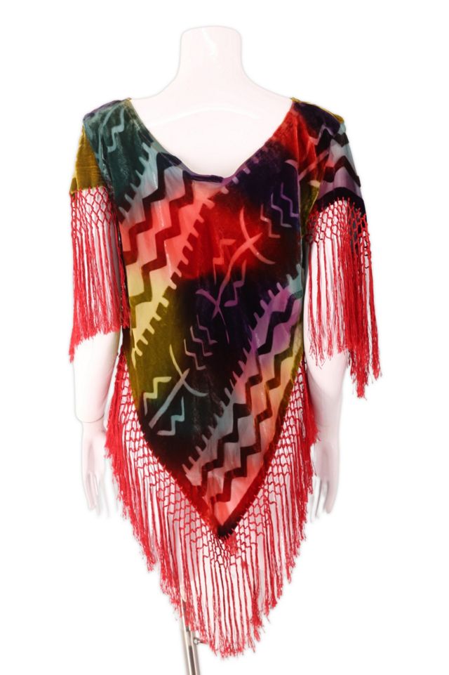 1990s Ombrè Devorè Velvet Fringe Blouse Selected By Ritual Vintage #2