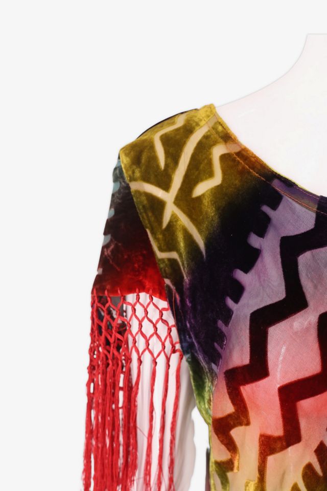 1990s Ombrè Devorè Velvet Fringe Blouse Selected By Ritual Vintage #3