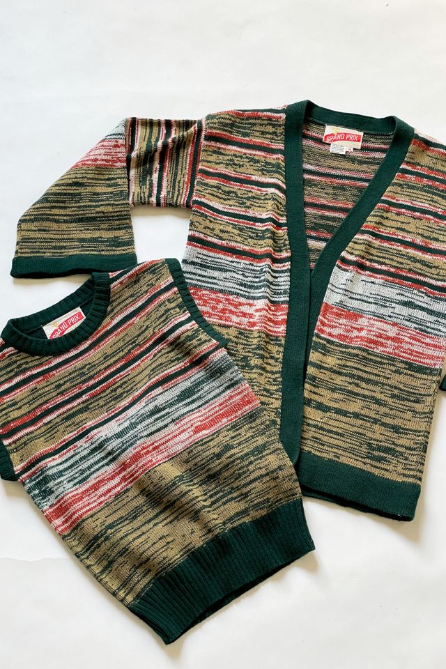 Vintage 1970's Space Dye Vest and Sweater Set Selected by FernMercantile #1