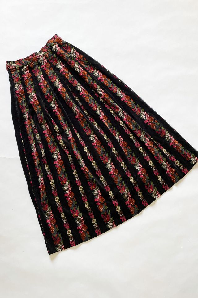 Vintage 70s Red Floral Print Skirt 8