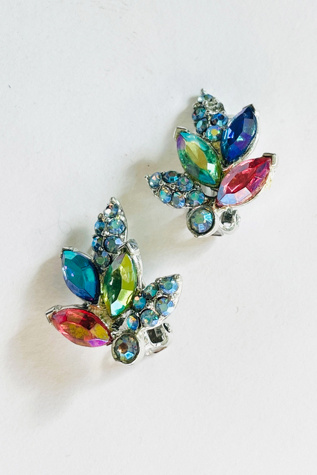 Retro Rhinestone Leaf Clip On Earrings – Stacey Fay Designs