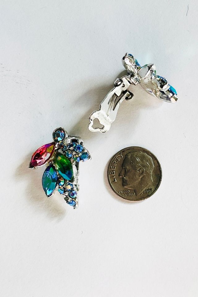 Retro Rhinestone Leaf Clip On Earrings – Stacey Fay Designs