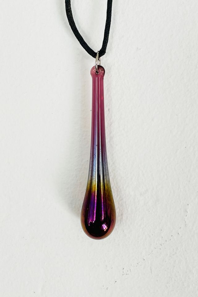 Vintage Art Glass Drop Iridescent Necklace Selected by FernMercantile #2