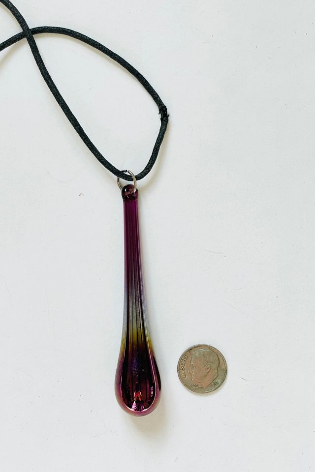 Vintage Art Glass Drop Iridescent Necklace Selected by FernMercantile #3