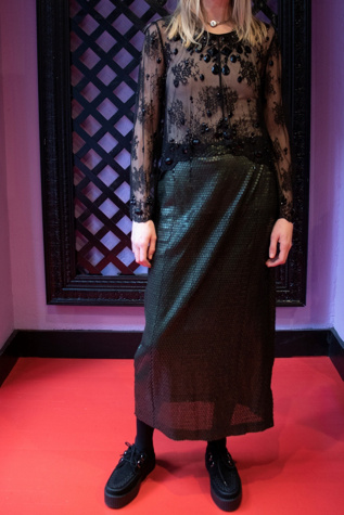 Anna Sui Vintage Black Lace Beaded Top #1