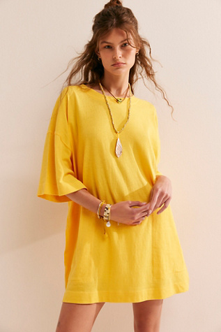 Essential Extreme Tee Mini Dress by free-est at Free People in Yellow, Size: S